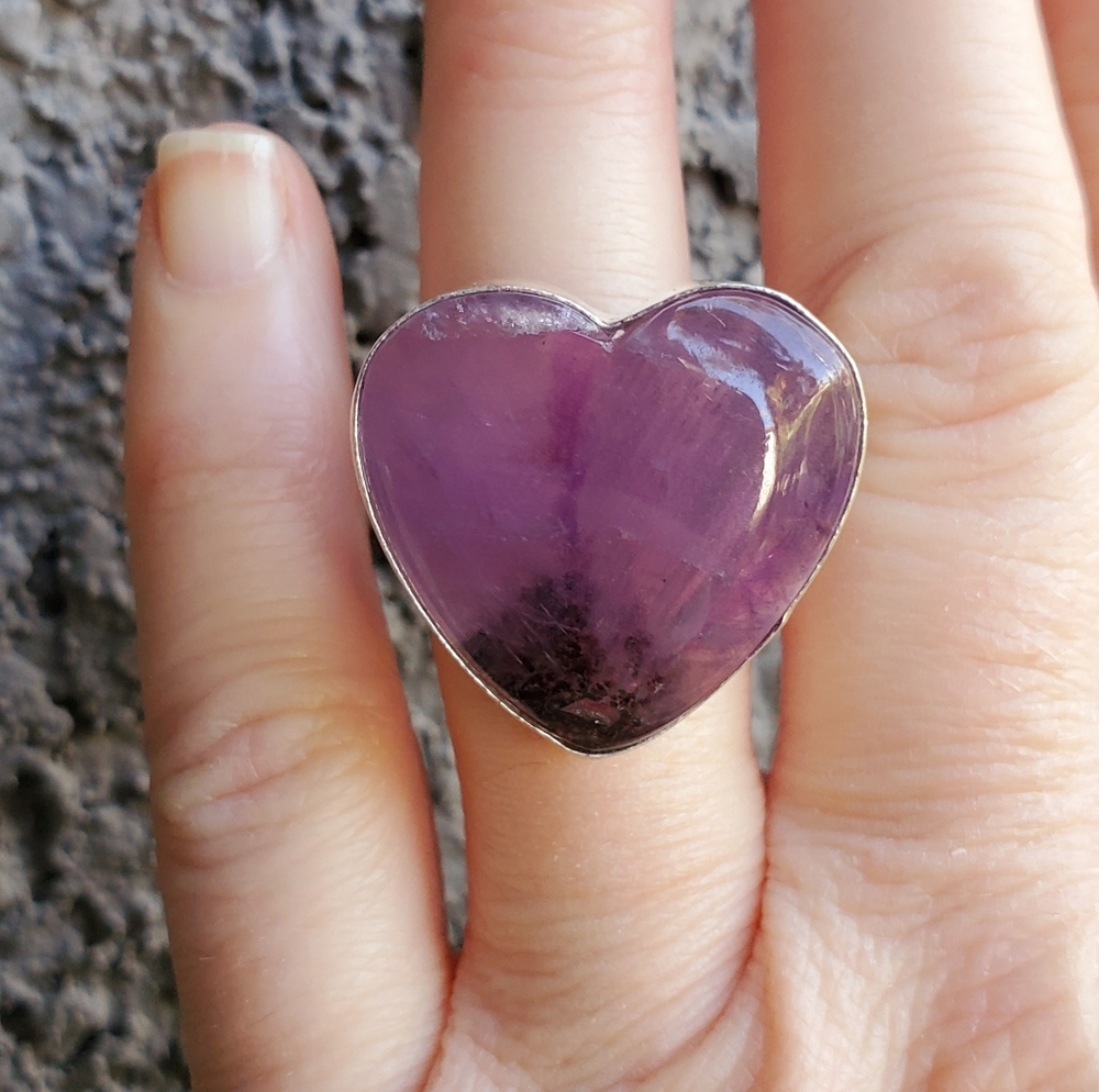 New Heart Shaped Amethyst 925 Silver Ring. - Picture 14 of 15